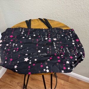 Kate Spade Large Navy Blue Pink and White Star Patterned Tote